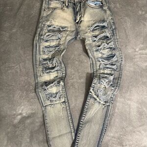 Men's Light Blue Ripped Skinny Jeans